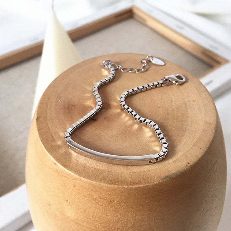 Single Plate Bracelet - Minimalist Silver Design
