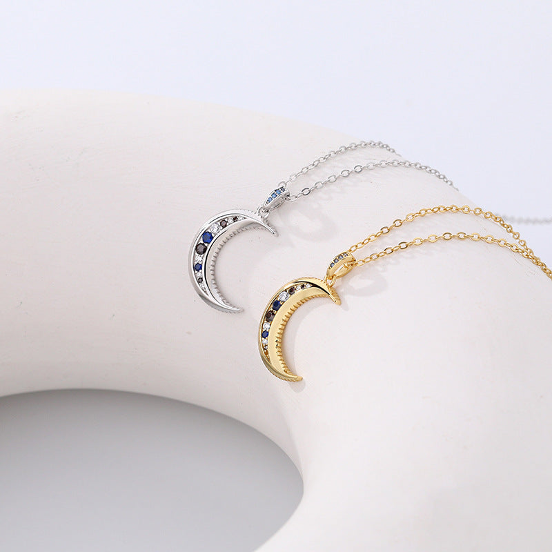 Moon Necklace - Crescent Pendant in Gold and Silver