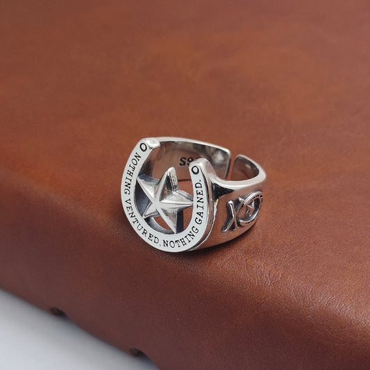 Pentagram Ring - Unique Star Design Silver Ring