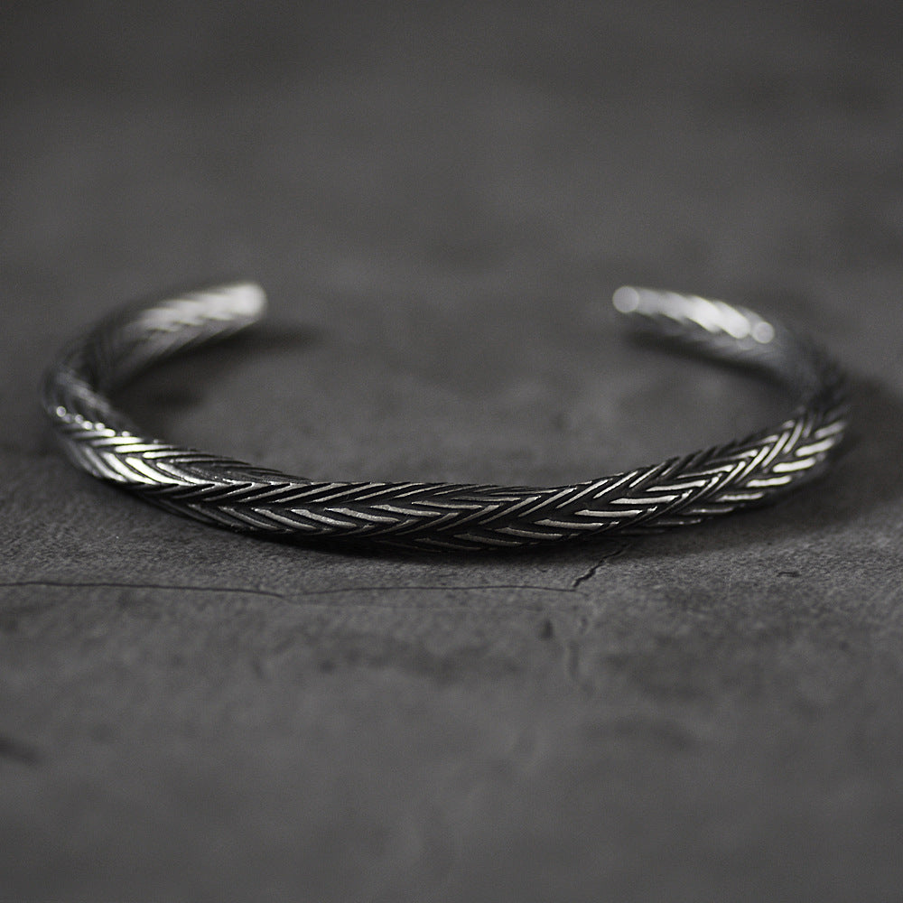 Pattern Bracelet - Textured Silver Cuff Design