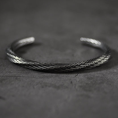 Pattern Bracelet - Textured Silver Cuff Design