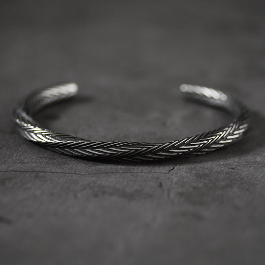 Pattern Bracelet - Textured Silver Cuff Design