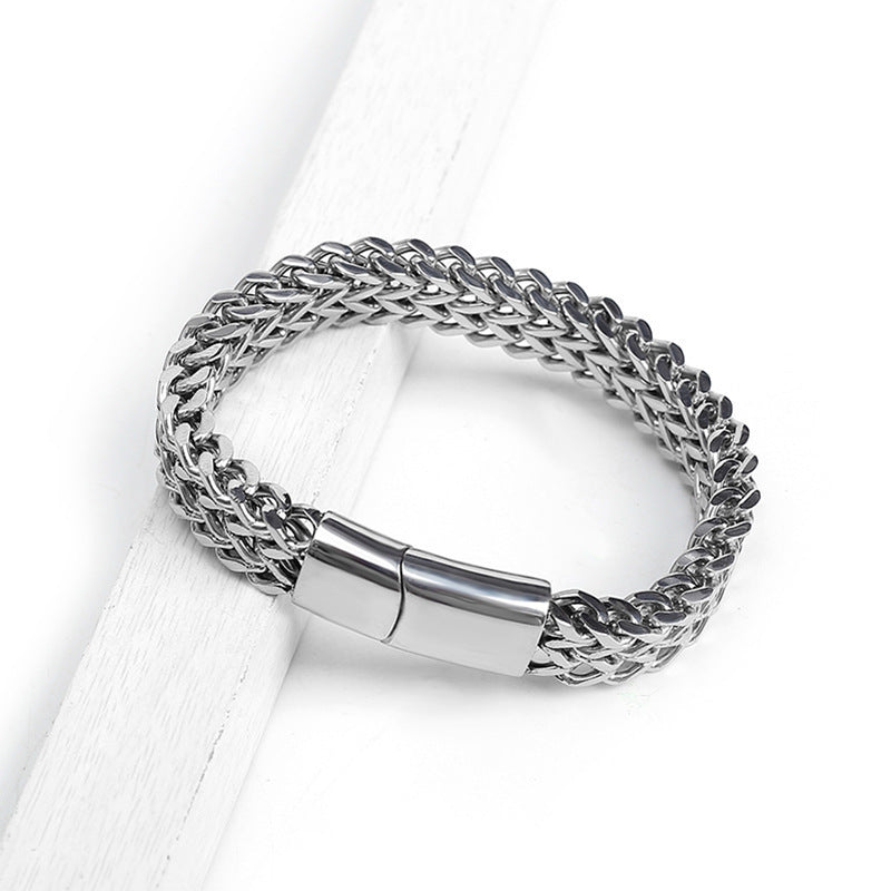 Wheat Bracelet - Sleek Silver Woven Design