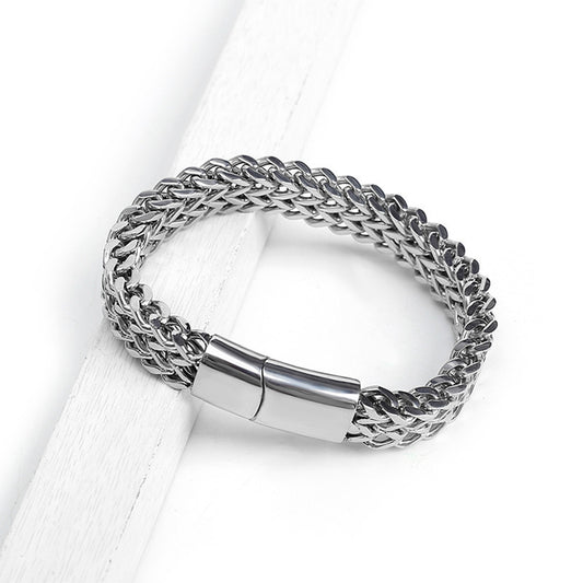 Wheat Bracelet - Sleek Silver Woven Design