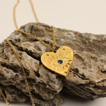 Heart Chain - Gold Necklace with Engraved Heart Pendant