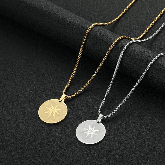 Sun Necklace - Gold and Silver Medallion Pendant
