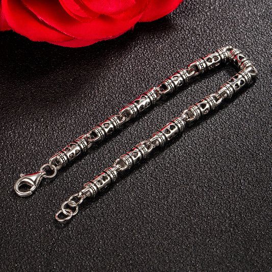 Hollow Bracelet - Detailed Silver Chain Bracelet