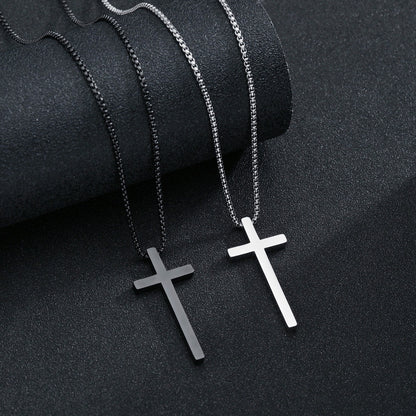 Cross Necklace - Sleek Black and Silver Cross Pendants