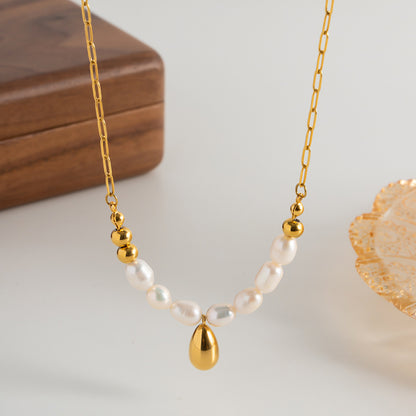 Pearl Necklace - Gold Chain with Elegant Pearls