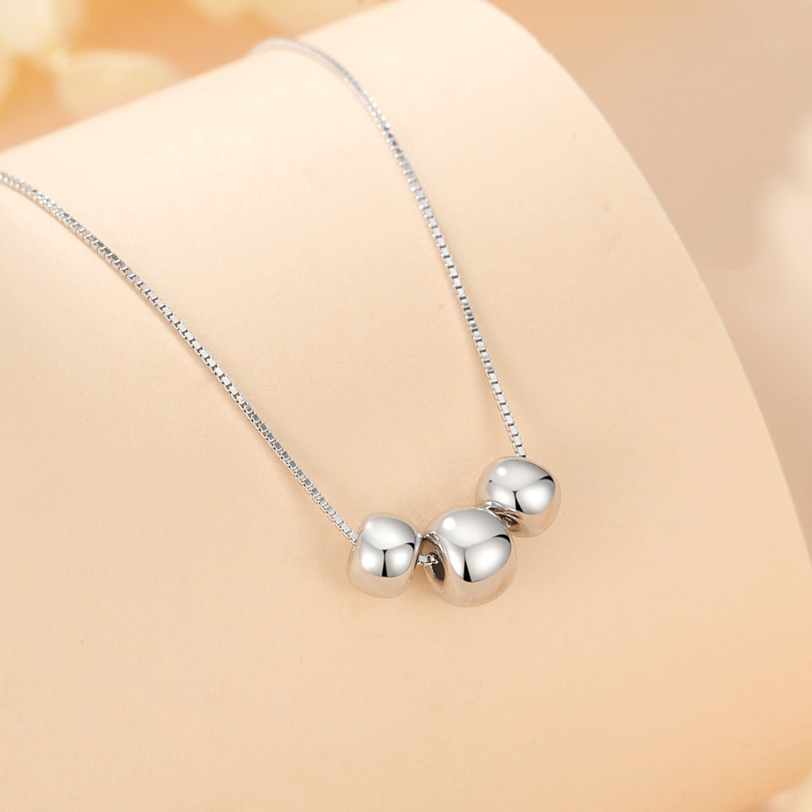 Small Pearls Necklace - Delicate Silver Pearl Pendant