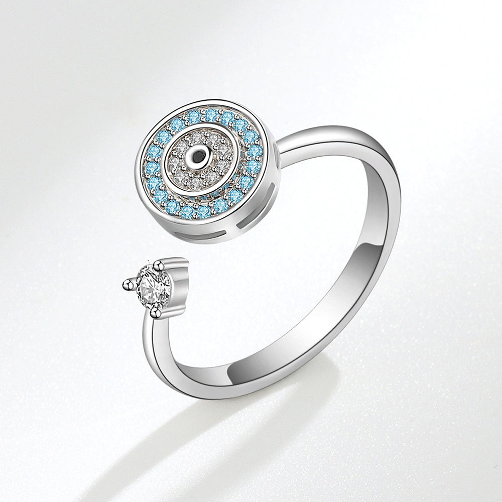 Spinning Ring - Silver Band with Rotating Blue Accent