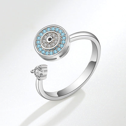 Spinning Ring - Silver Band with Rotating Blue Accent