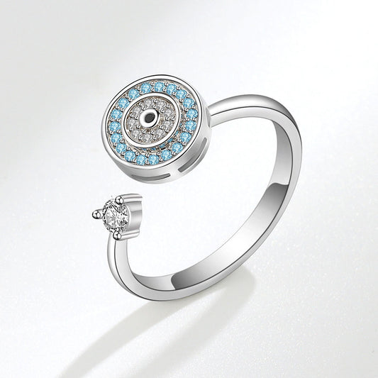 Spinning Ring - Silver Band with Rotating Blue Accent