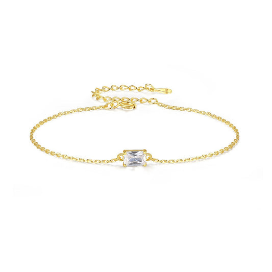 Zircon Bracelet - Gold Chain with Elegant Zircon Stone