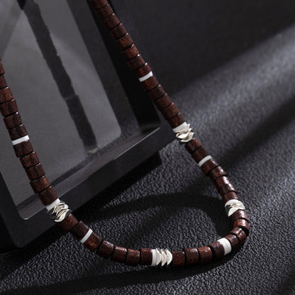 Wood Bead Necklace - Rustic Brown Bead Necklace
