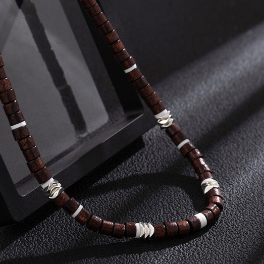 Wood Bead Necklace - Rustic Brown Bead Necklace