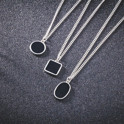 Geometric Chain - Minimalist Pendant with Modern Shapes