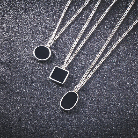 Geometric Chain - Minimalist Pendant with Modern Shapes